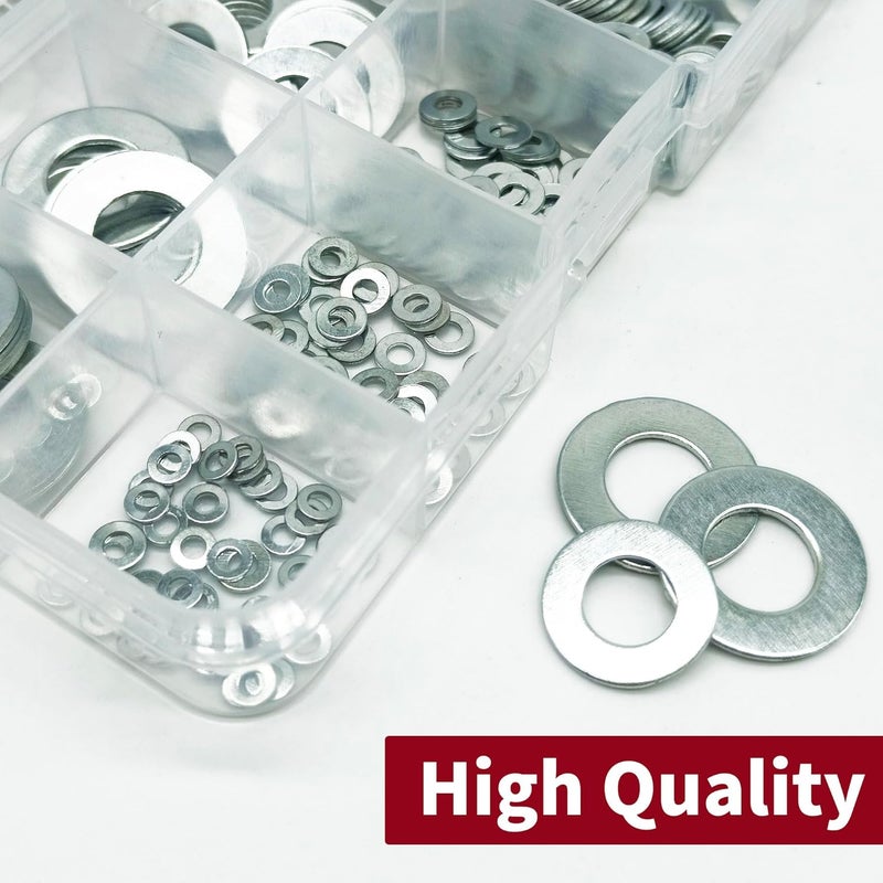AIMUNOK 275pcs White zinc Plating on Carbon Steel Flat Washers Set Big Plain Washers Gaskets M2 M2.5 M3 M4 M5 M6 M8 M10 Metal Fasteners Kit - Image 4